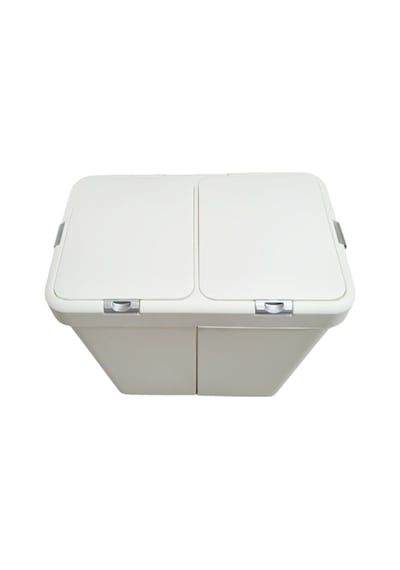 Gümüş Ikili Dokunmatik Çamaşır Sepeti Çöp Kovası Temizlik Kovası Kirli Sepet 80 Litre-mt009