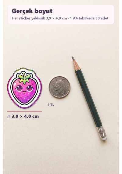 30 Adet Holografik Sevimli Figürler Sticker Seti - Laptop Defter Telefon İçin Çok Renkli