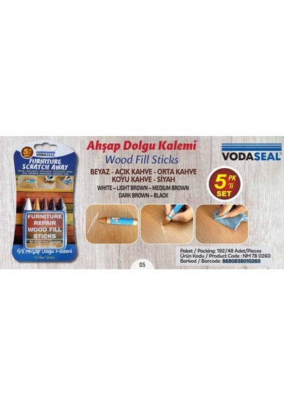 53.02.005 5'li Set Ahşap Dolgu Kalemi 0.25 KG
