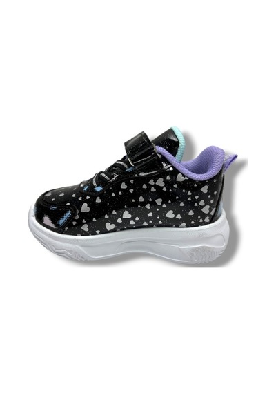 Cakgo Kuromi 725-26 Simli Parlak Deri Anatomik Kız Çocuk Sneaker Siyah Mavi 22-25 Siyah