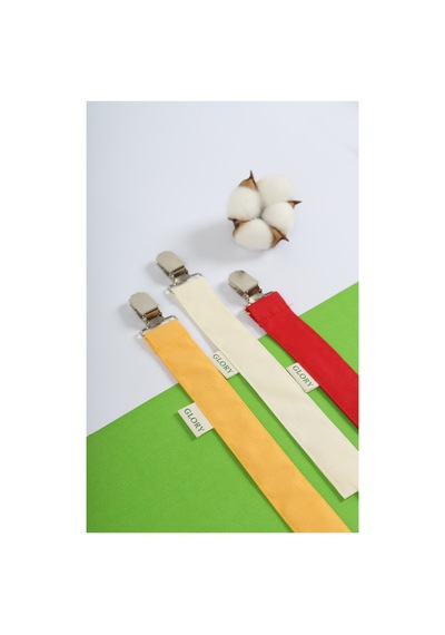 Emzik Askısı - Emzik Zinciri - Emzik Tutacağı - 3'lü Set - Sarı, Ekru, Kırmızı
