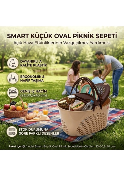 Küçük Oval Piknik Sepeti Çok Renkli