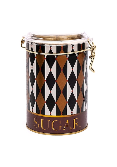 Circus Sugar Desenli Kilitli Kapaklı Yuvarlak Metal Kutu, 10.5 X 15 Cm, 1.1 Lt