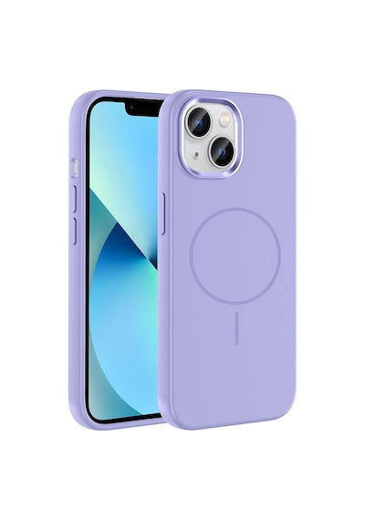 Zore İphone 15 Kılıf M-safe Şarj Özellikli Metal Kamera Çerçeveli Nvth Edi Silikon Kapak - Lila