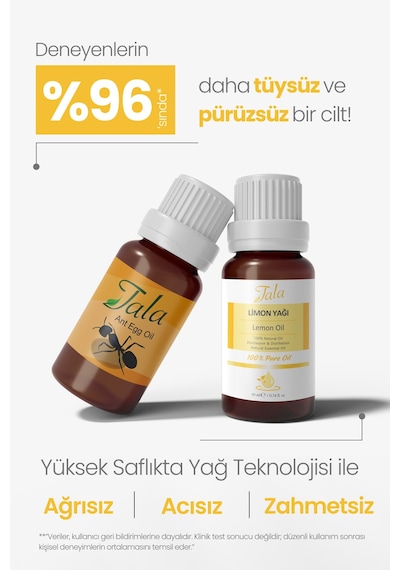 Tala Tüy Dökücü Tüy Azaltıcı Karınca Yumurtası Yağı + Saf Limon Yağı Tüy İnceltici 10 ML