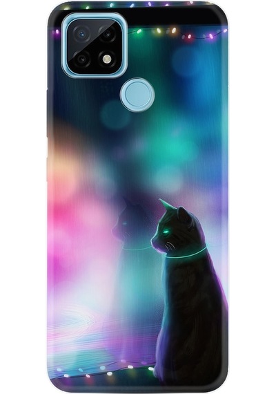 Realme C25 Kılıf Desenli Window Cat 1787
