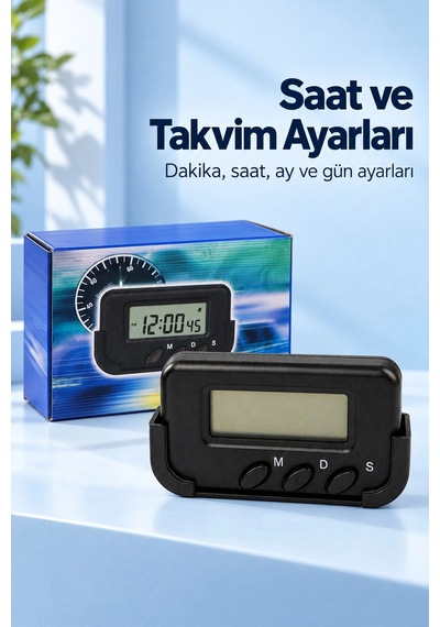 Alarmlı Dijital Araba Saati Takvim Ve Kronometre Özellikli Standart
