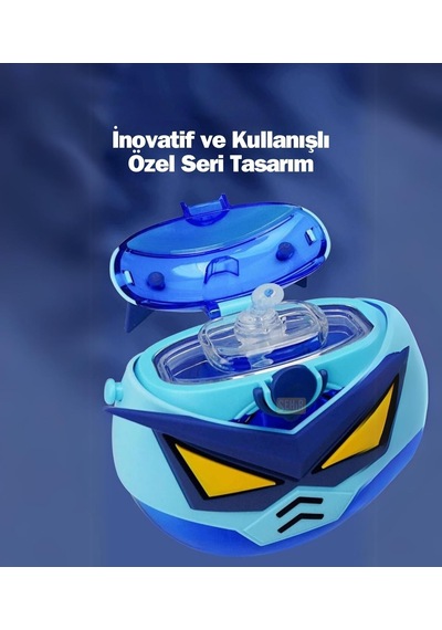 Cocosmile 630ml Silikon Robot Tema Kılıflı Pipetli Askılı Tritan Çocuk Matarası Beyaz Diğer