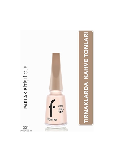 Flormar Latte Nail Enamel Yüksek Pigmentli & Parlak Bitişli Oje 001 Vanılla Cream