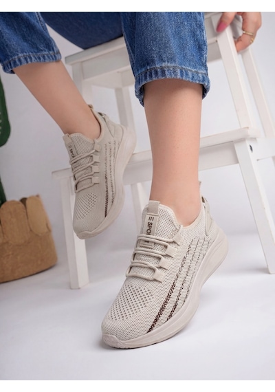 Bej Unisex Yürüyüş Hafif Triko Ayakkabı-015 Bej