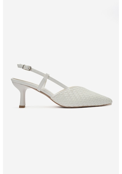 Luvi Shoes Mavero Beyaz Örgü Kadın Topuklu Ayakkabı