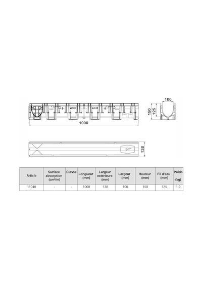 Aco - Xtra Drain 1 Mt Kanal - 11040