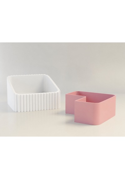 3d Baskı Fıstık Kasesi - Çift Hazneli Kabuk Ayırıcı Sunum Kasesi - Beyaz Pembe Diğer