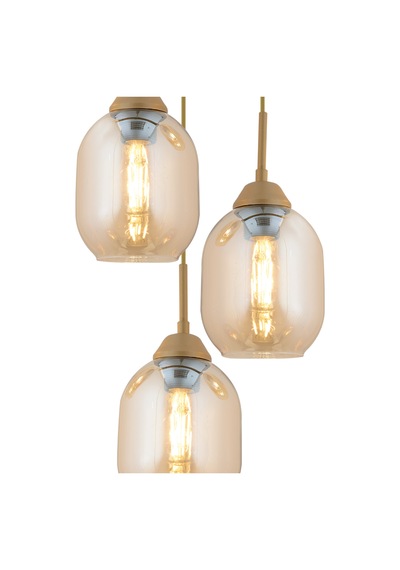 Hierro 3 Lü Yuvarlak Eskitme Modern Salon Avize Gold