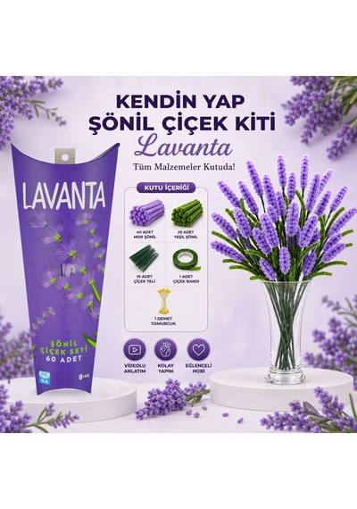 Şönil Lavanta Çiçek Yapım Seti