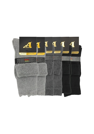 A Classe 6'Lı Paket Termal/Thermal Kıvrık Havlu Kalın Kışlık Kadın Çorap-Gri