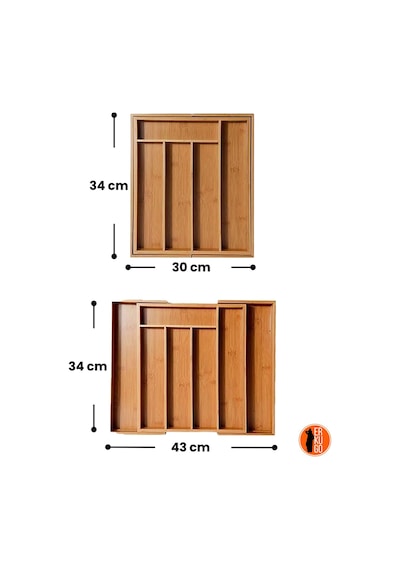 Bambu Ayarlanabilir Büyük Boy Çekmece Içi Ölçü Ayarlı Kaşıklık 5-7 Bölmeli, Organizer Ahşap
