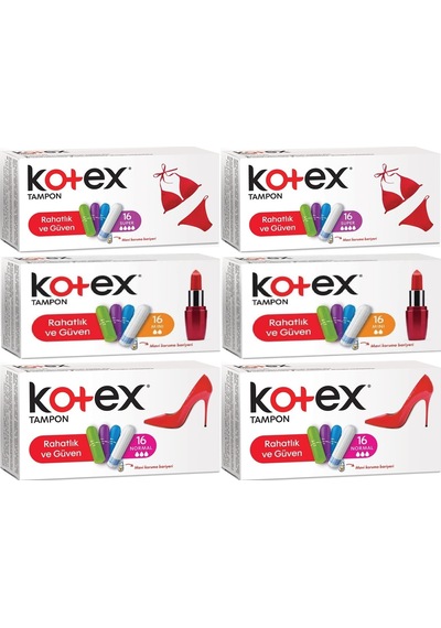 Kotex Tampon Süper - Mini - Normal 96 Lı Karma Set 6pk 16