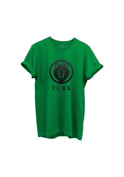 Kurt Ve Türk Özel Koleksiyon Serisi-3 Tasarım Baskılı %100 Pamuk T-shirt Yeşil