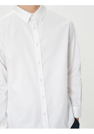 Koton Basic Gömlek Uzun Kollu Düğmeli Klasik Yaka Slim Fit Beyaz 4sam60171hw Beyaz