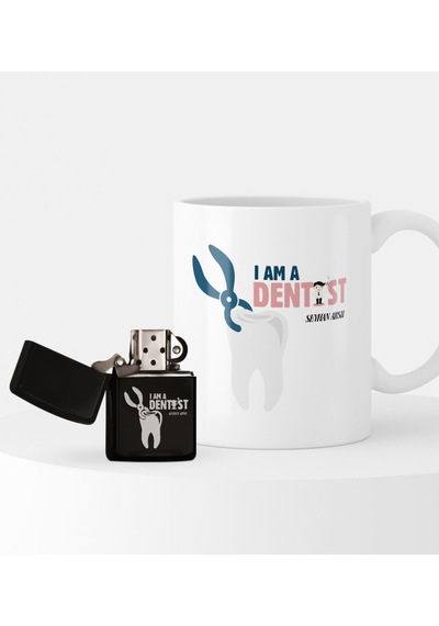 Bk Gift Kişiye Özel Diş Hekimi Temalı Çakmak Ve Kupa Seti - 1