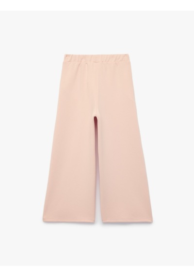 Koton Beli Lastikli Viskon Karışımlı Geniş Paça Pantolon Pembe 7wmg40040ak Gül
