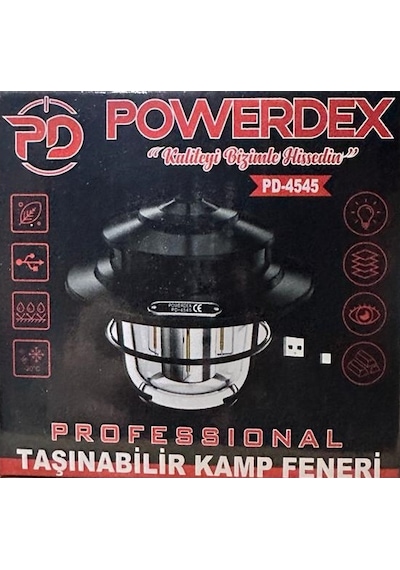 Powerdex Pd-4545 Taşınabilir Şarjlı Kamp Lambası Siyah