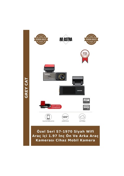 Özel Seri S7-1970 Siyah Wifi Araç İçi 1.97 İnç Ön Ve Arka Araç Kamerası Cihaz Mobil Kamera