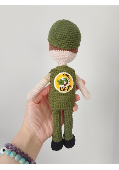 Orman Muhafaza Memuru Amigurumi Bebek El Yapımı Örgü Meslek Figürü Yeşil