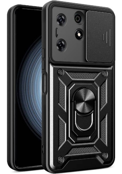 Teleplus Tecno Spark 10 Pro Kılıf Magnetik Standlı Kamera Korumalı Slide Sürgülü Cover Kapak
