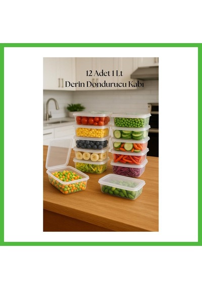 Vaveni 12 Li Derin Dondurucu Saklama Kabı & Organizeri 1 Lt 12,5x19,5x5,5 Cm Arz Çok Renkli