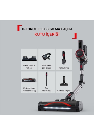 Tefal TY69T90TR x Force Flex 8.60 Max Şarjlı Dikey Mop Özellikli Süpürge