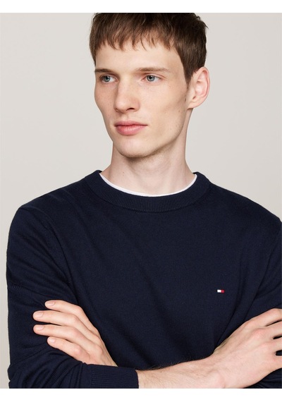 Tommy Hilfiger Pıma Org Ctn Cashmere Crew Neck Erkek Mavi Kazak - Mw0mw28046