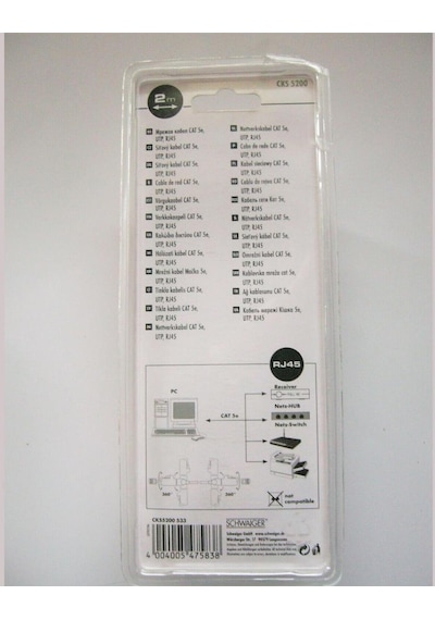 Schwaıger Cat 5 Kablo Ethernet Kablosu Rj45 360 Dönen 2 Metre 9018000002015