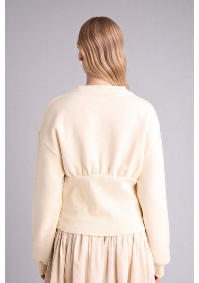 Defacto Fıtted Bisiklet Yaka Kalın Sweatshirt Kumaşı Hırka G9747ax26spbg286 Bej-bg286