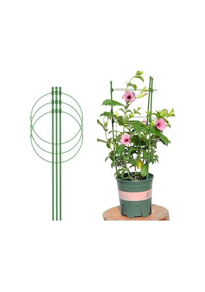 Wezone Bitki Tırmanma Destek Aği 45cm - Plastik Ve Fiberglas Yapısı, Üç Halka Dikdörtgen Tasarım, Domates-biber İçin Dayanıklı Süs Bitki Aği