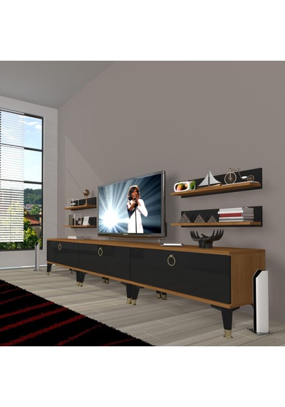 Decoraktiv Eko 270r Mdf Gold Tv Ünitesi Tv Sehpası Ceviz - Siyah