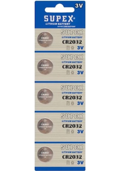 Supex Extra Long Battery CR2032 3V Lityum Düğme Pil 5'li