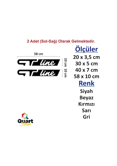 2 Adet Gt Line Oto Sticker Araba Sticker