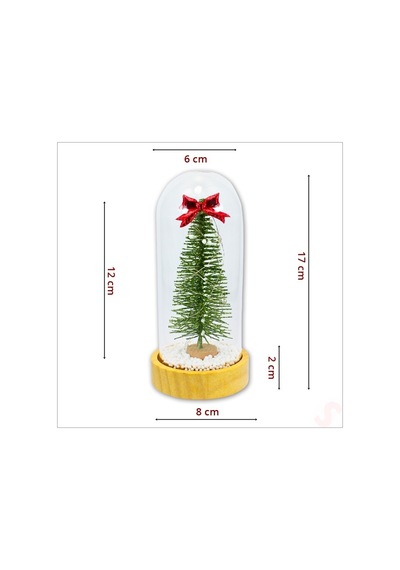 Yılbaşı Ağaçlı Ve Led Işıklı, 17cm X 8cm Cam Fanus