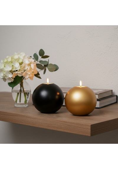 Dekoratif Siyah Gold Renkli 2li Ev,ofis Hediyelik Modern Dekor Obje Seti Tealight Mumlar Dahildir