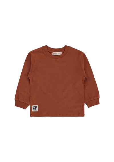 Silversun Kids Silversun Basic Etiket Armalı 2-7 Yaş Sweatshirt - Turuncu Tarçın