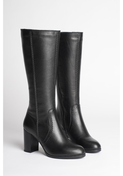 Analin Shoes Kadın Hakiki Deri Topuklu Çizme Siyah