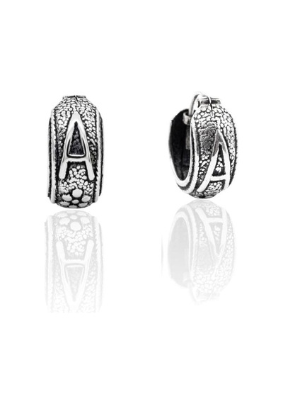 Oya Silver Minimal Etnik A Harfi Motifli Gümüş Halka Küpe 1.3x1.3cm Oysy305
