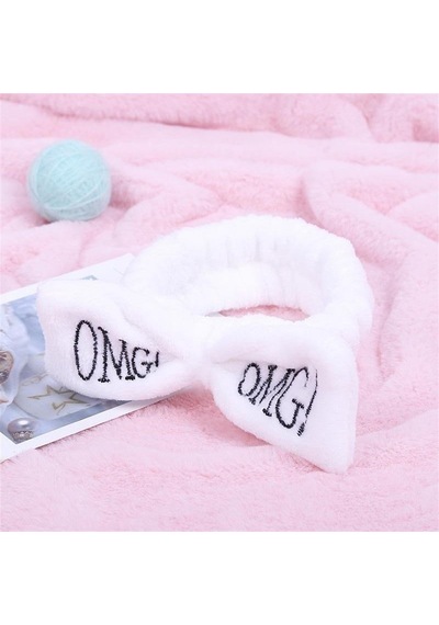 Fiyonklu Omg Mercan Peluş Saç Bandı Bandana Beyaz