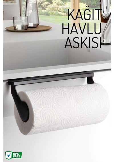 Pratik Kağıt Havlu Askısı Portatif Ve Kullanışlı Tasarım Siyah