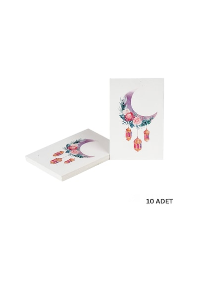 Ramazan Hilal, Fener Temalı Hediye Ve Tebrik Kartı, 10 Adet, Ambalaj Ve Paketleme Etiketi, 6x8 Cm