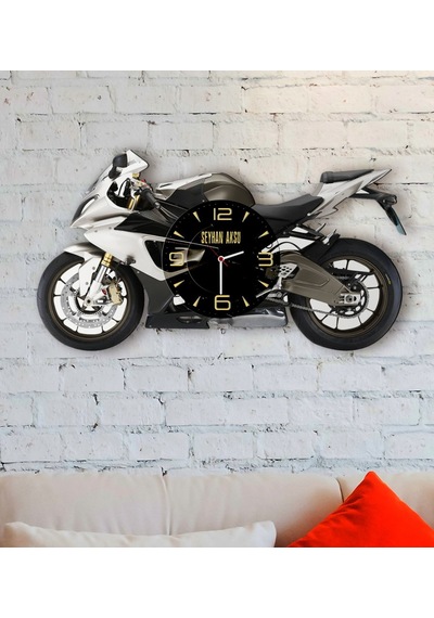 Kişiye Özel Motosiklet Tasarımlı Ahşap Duvar Saati-8