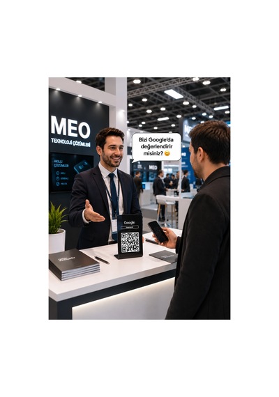 Meo 3'lü Paket - Google Yorum Standı - Qr Kodlu Masaüstü Pleksi Stand Siyah