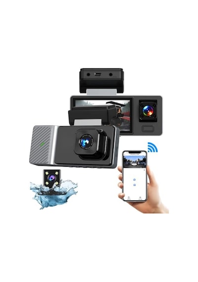 Hasuba 3 Kameralı Araç İçi Kamera Seti - 1080p Full Hd Wi-fi Destekli Araç Kameralı Güvenlik Sistemi, 170 Geniş Açı, Gece Görüşlü Kabin Ve Su Geçirmez Arka Park Kamerası, Wdr Araç Dvr 361